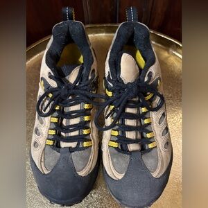 Merrell Pulse Black, Brown and Yellow Trail Athletic Shoes